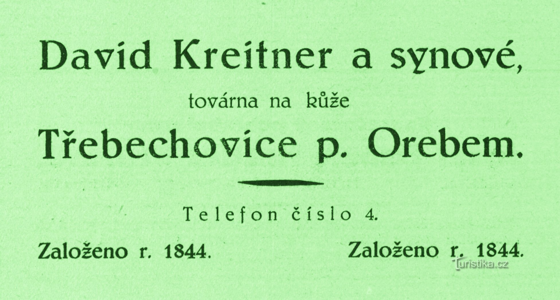 Reklama Kreitnerova závodu v Třebechovicích pod Orebem z roku 1924