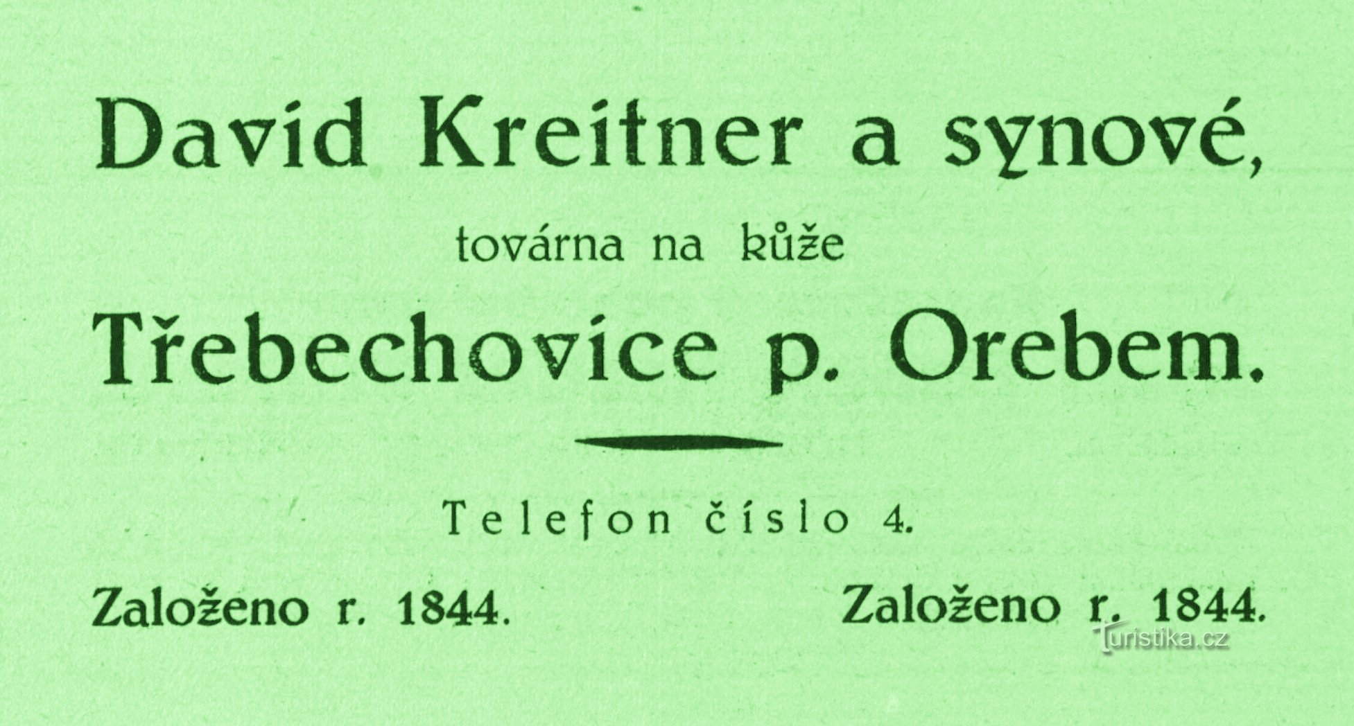 Oglas tovarne Kreitner v Třebechovicah pod Orebom iz leta 1924