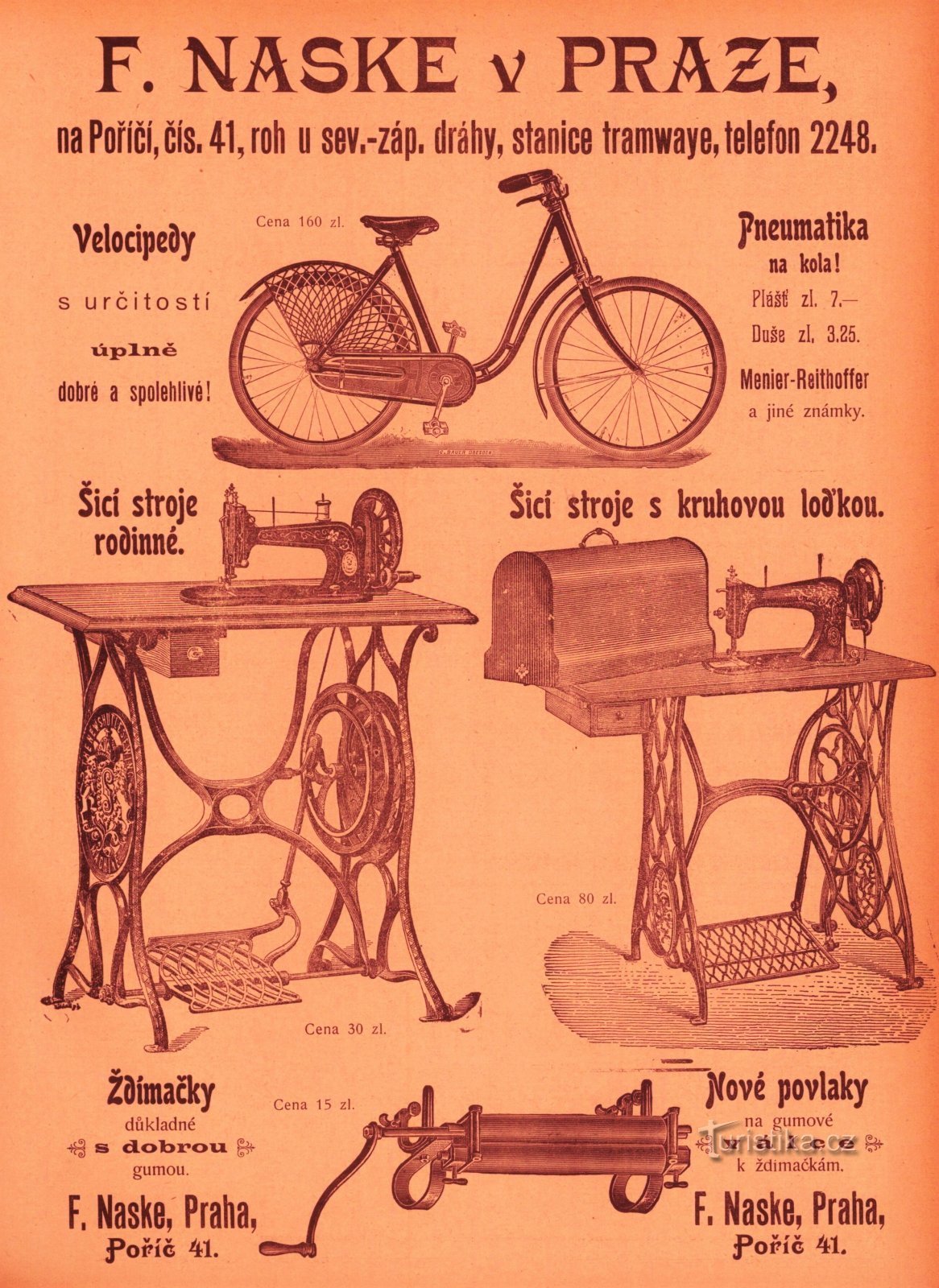 1899 年のフランティシェク ナスケの店の広告