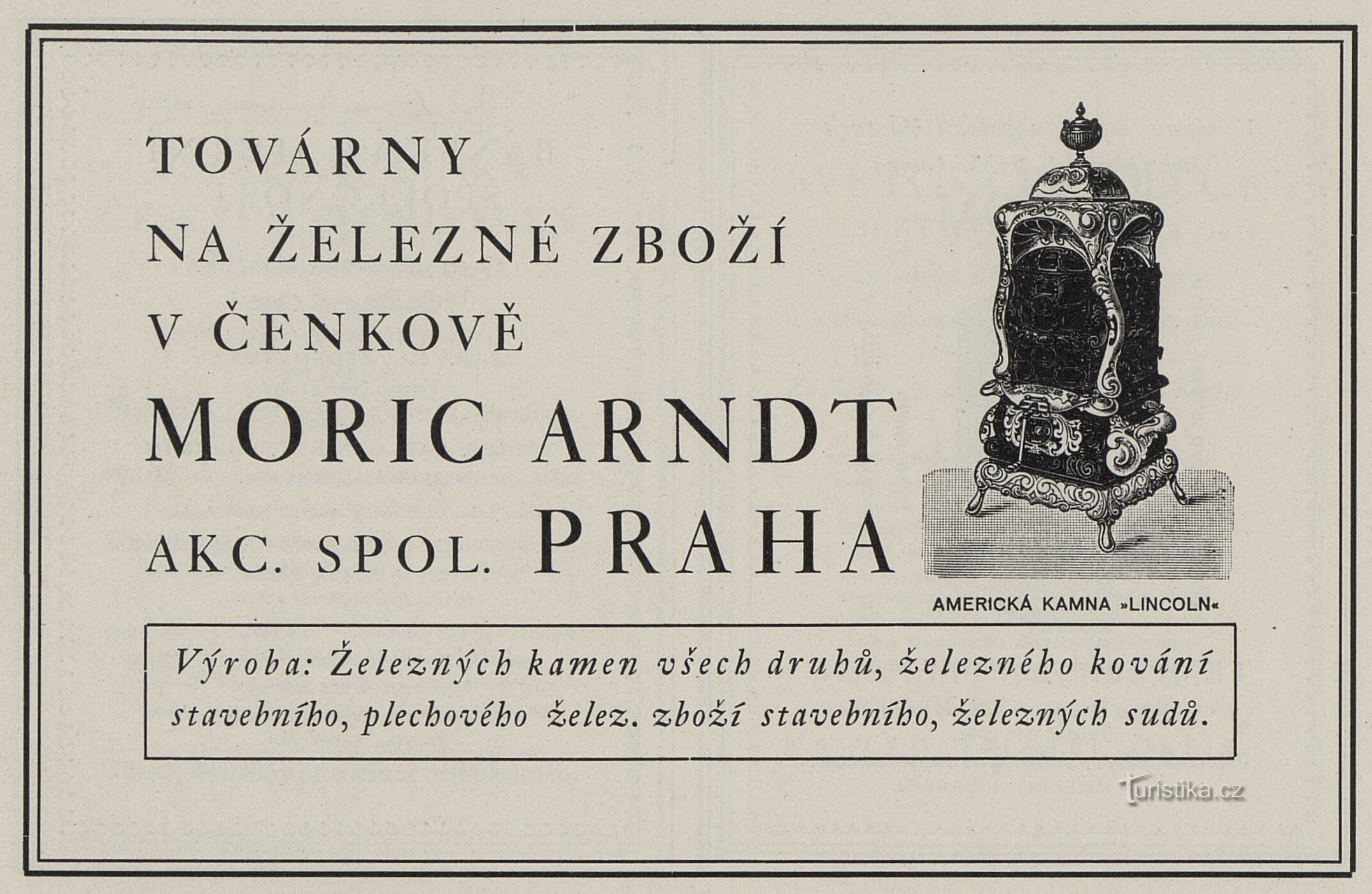 Une publicité de 1925 pour Moric Arndt