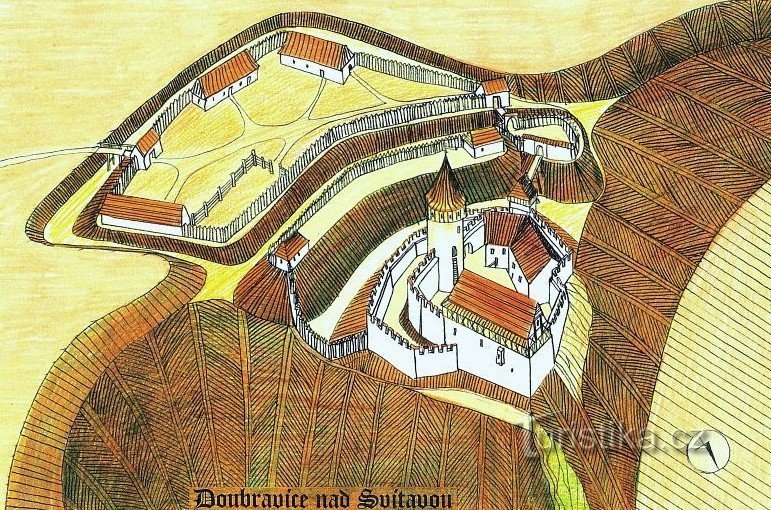 reconstructie van de vorm van het kasteel volgens J. Štětina