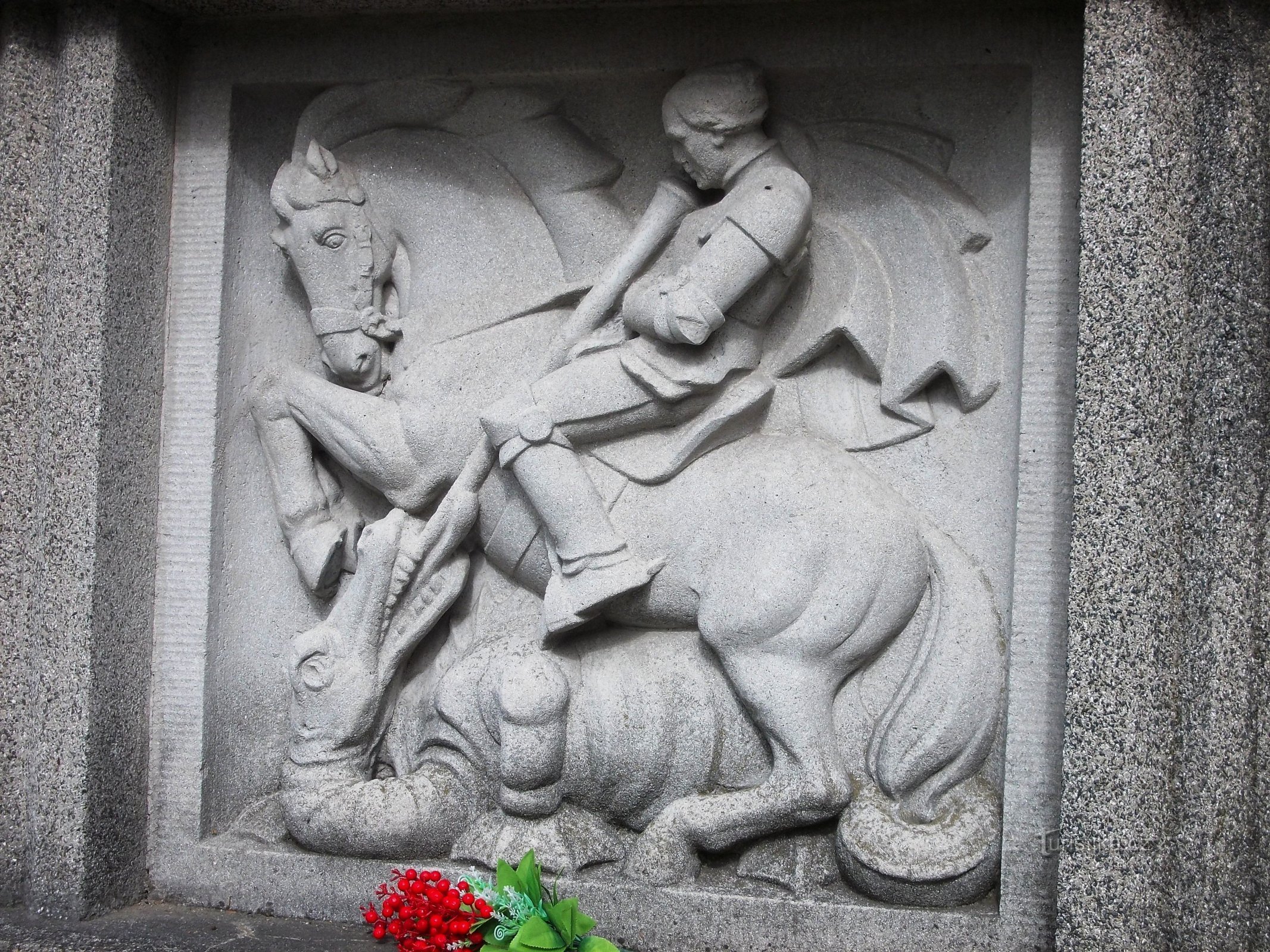 relief of St. George fighting the dragon