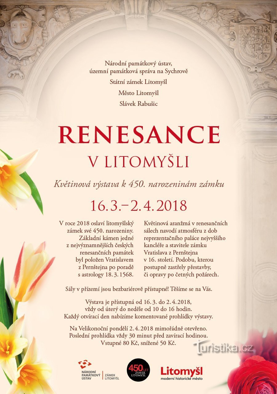 Renascimento em Litomyšl - exposição de flores para o 450º aniversário do castelo em Litomyšl (