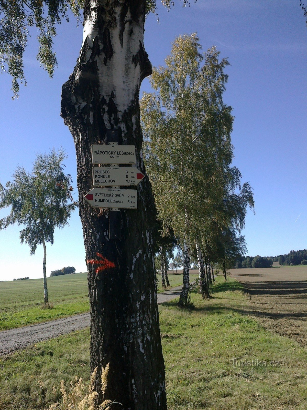 cruce de caminos por encima de Světlický dvor.