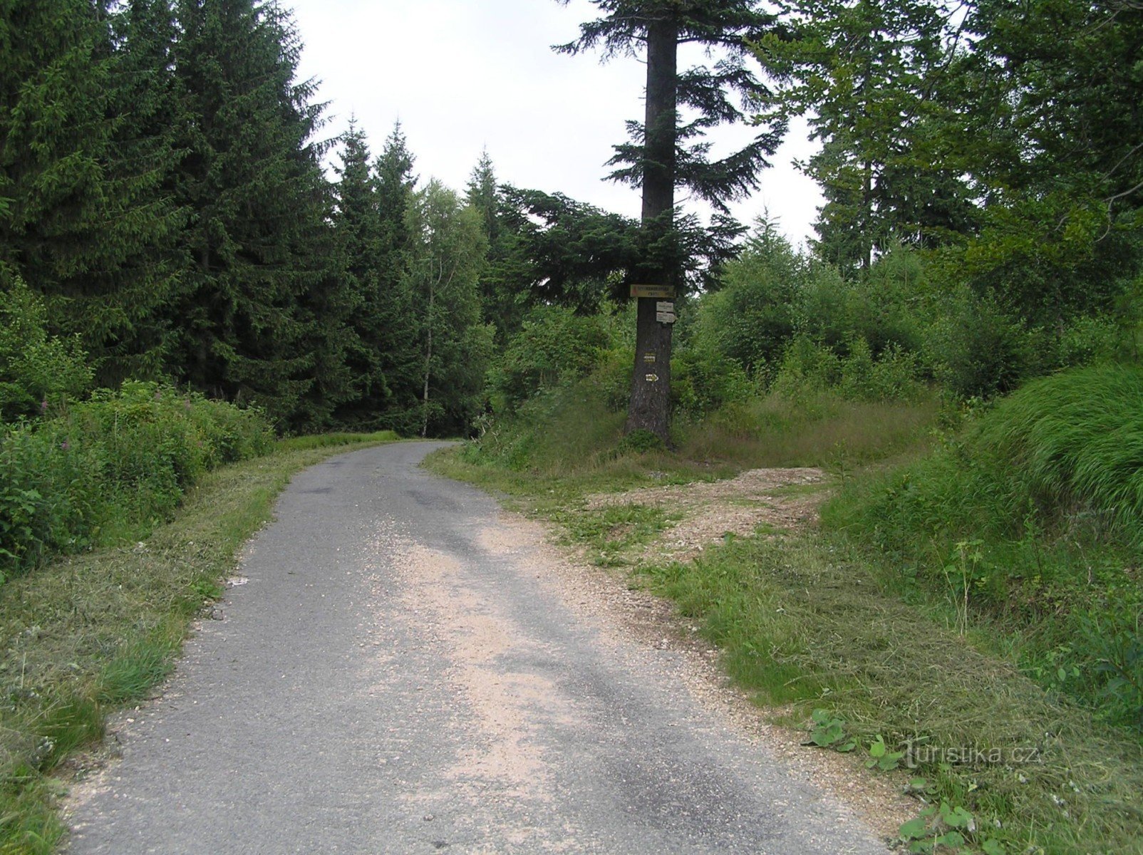 Kreuzung, rechts eine Abkürzung nach Jęráb