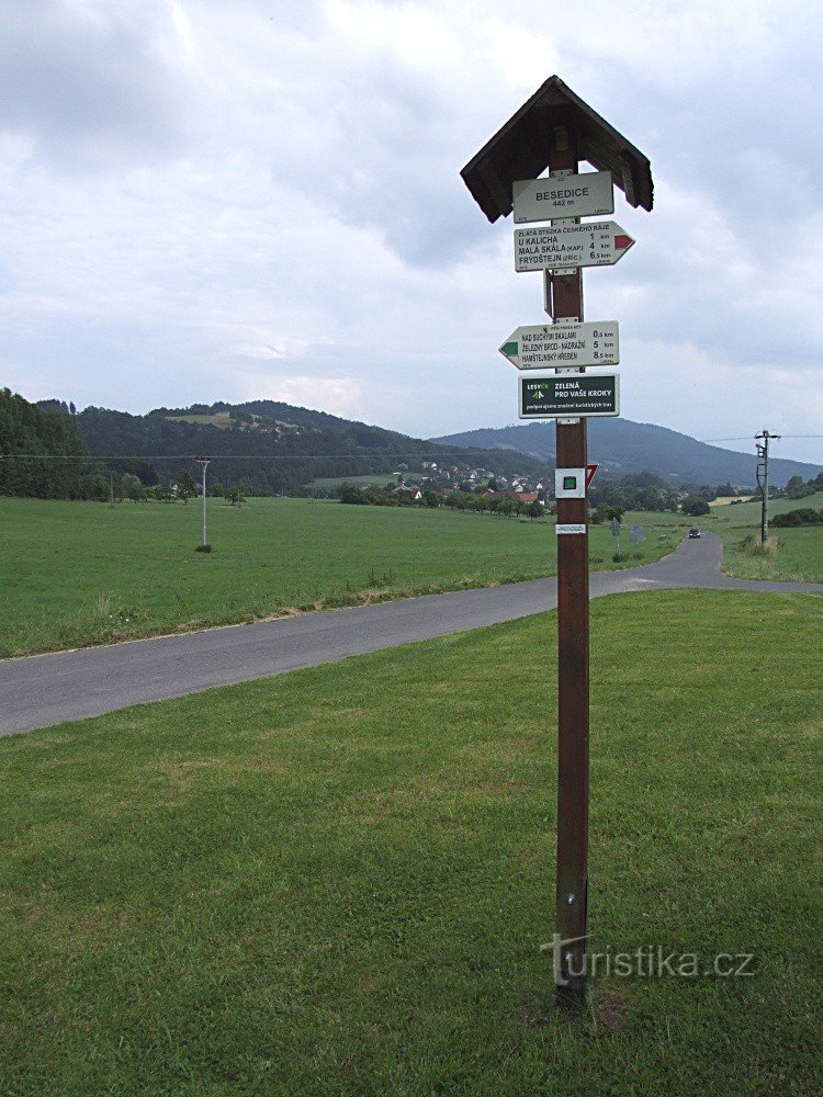 Poste indicador Besedice - cruce de caminos