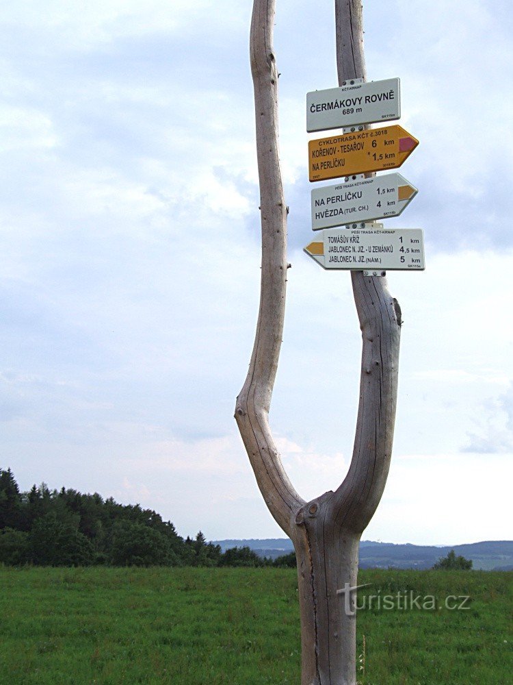 Cermákova Rovně signpost