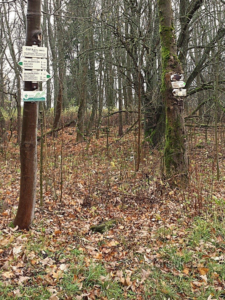 Signpost Čistá - former village