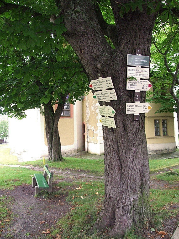 Wegwijzer Horní Blatná - plein