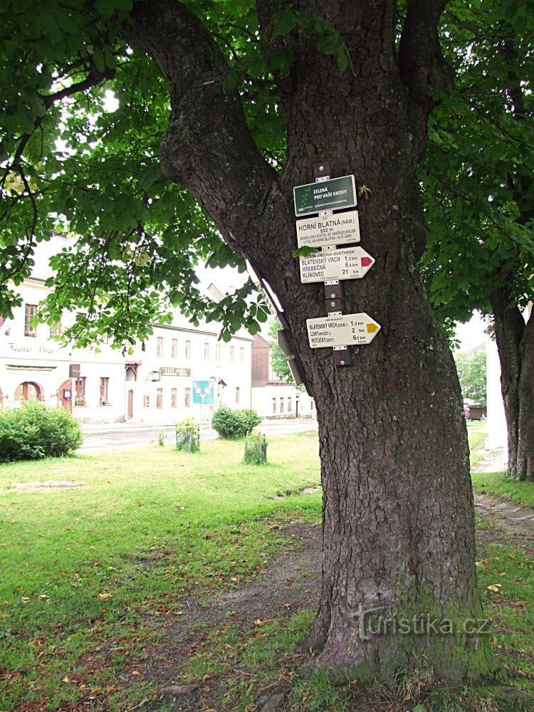 Placa de sinalização Horní Blatná - praça