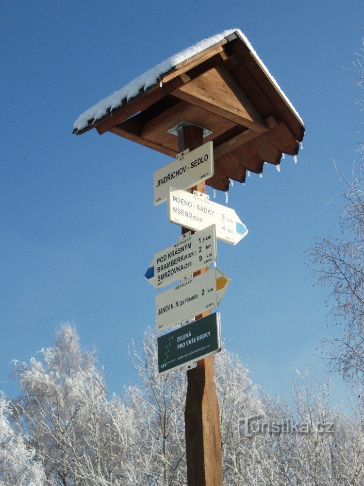 Signpost Jindřichov - saddle