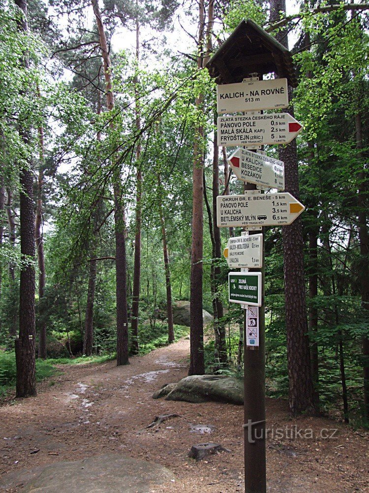 Rozcestník Kalich - na rovině