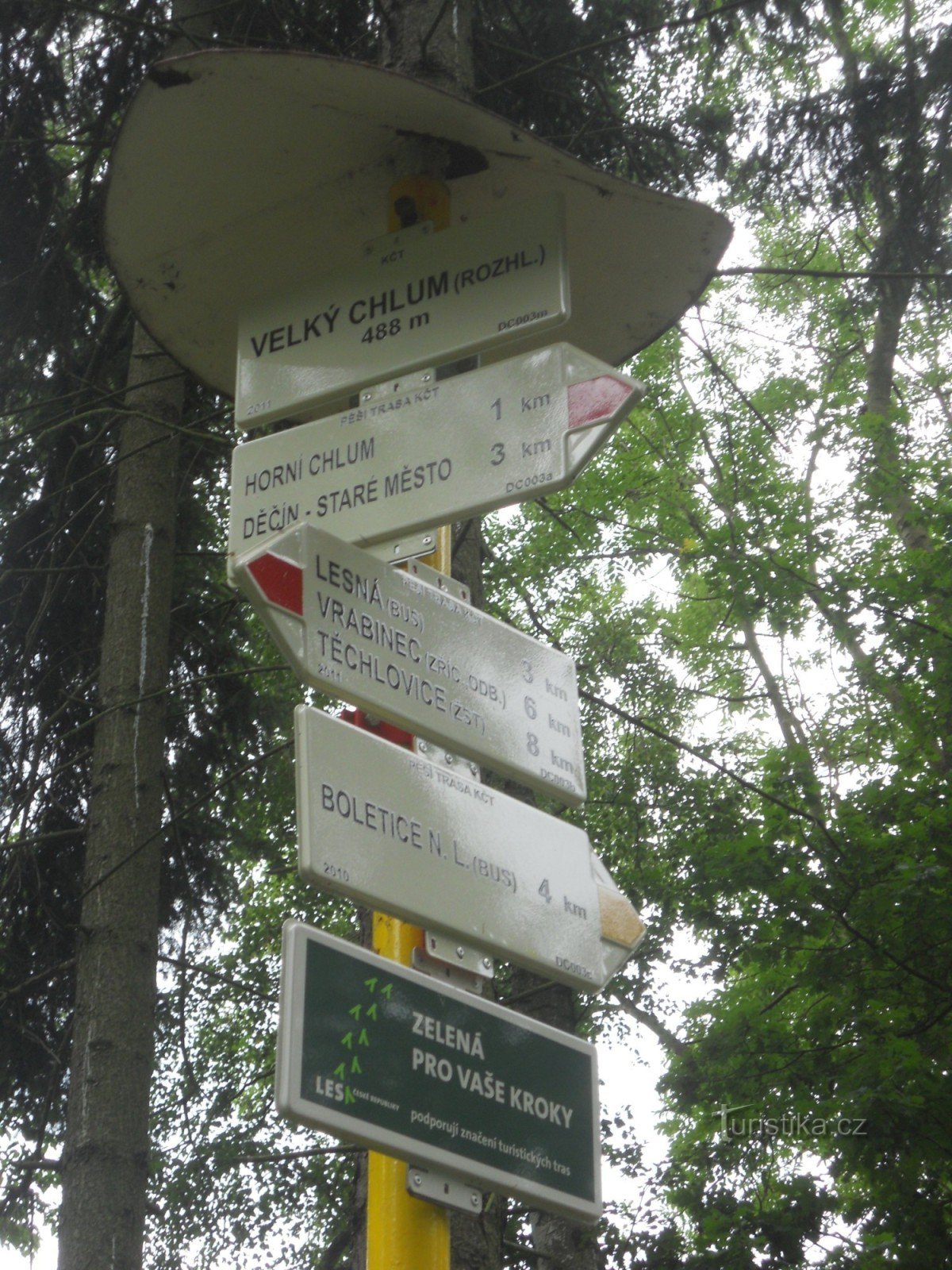 KČT signpost at the lookout tower.
