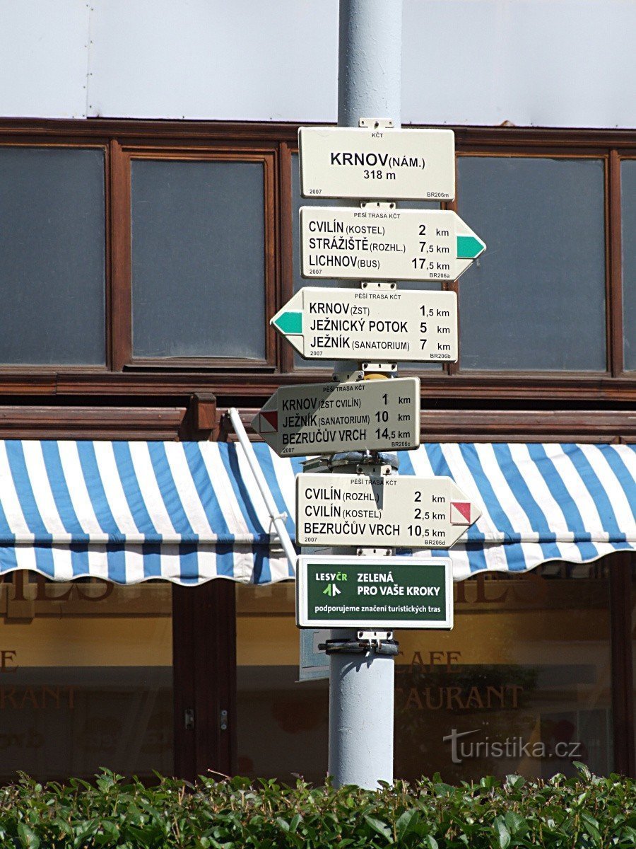Wegwijzer Krnov - plein