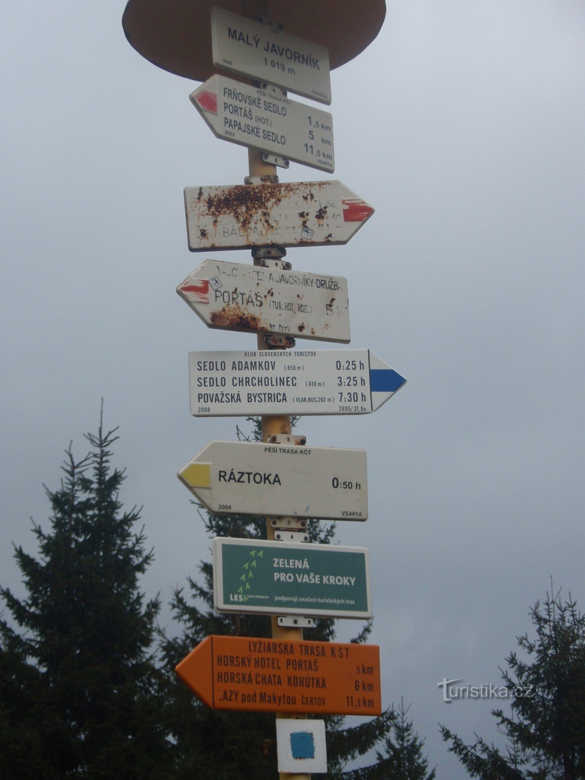 Placa de sinalização Malý Javorník