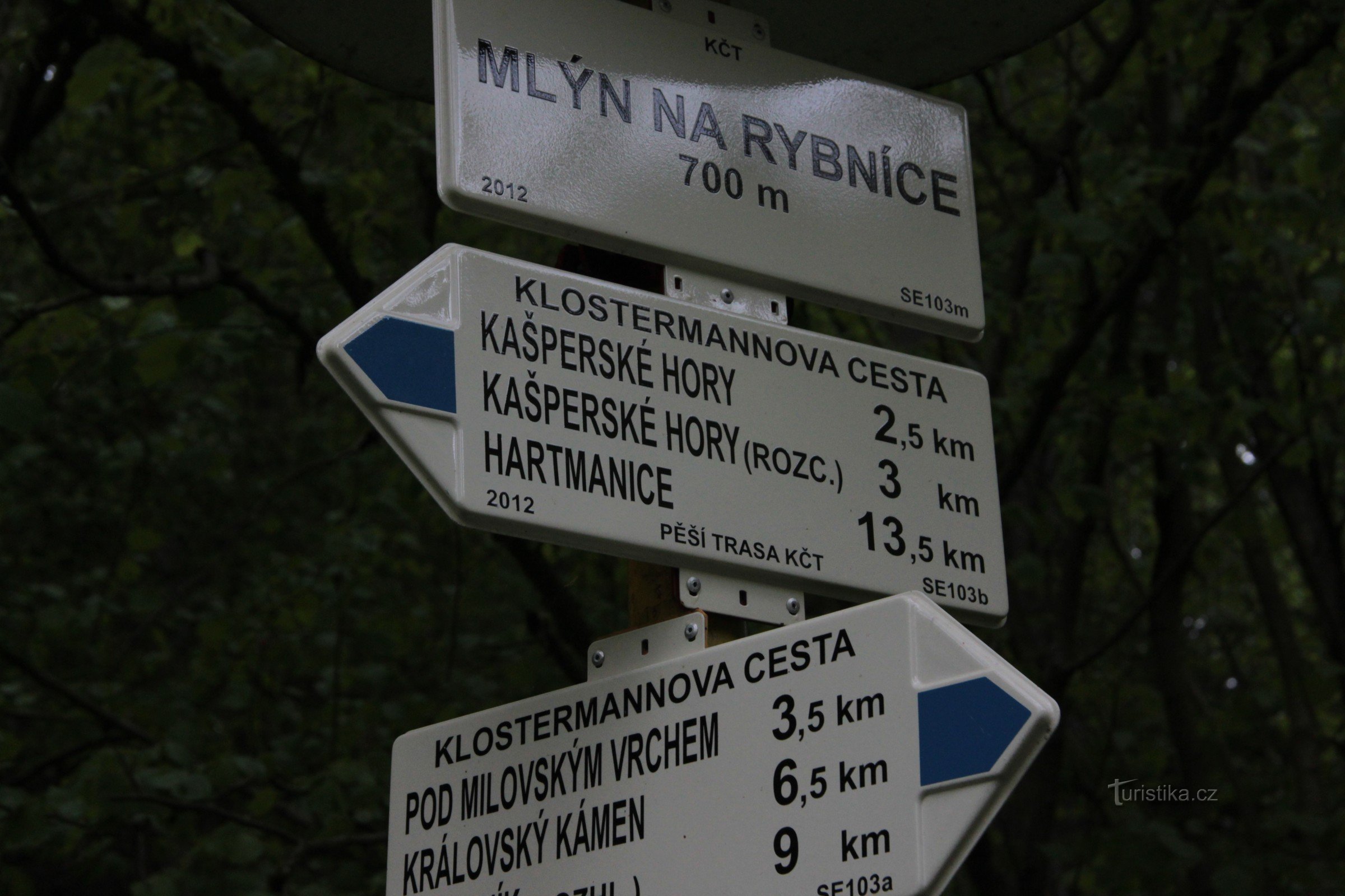 Placa de sinalização Mlyn na Rybníce