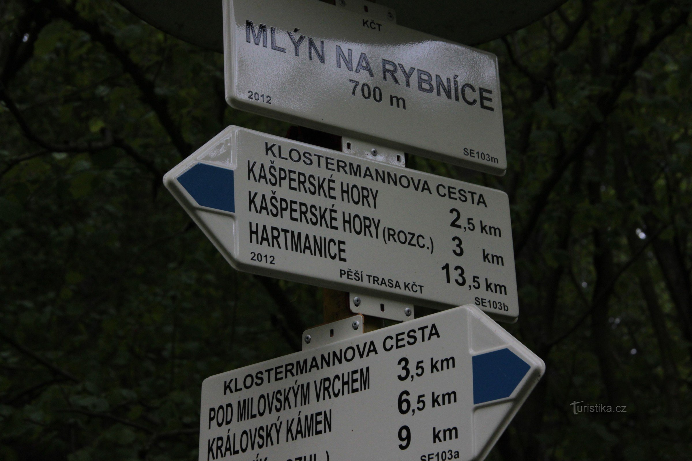 Mlyn na Rybníce signpost