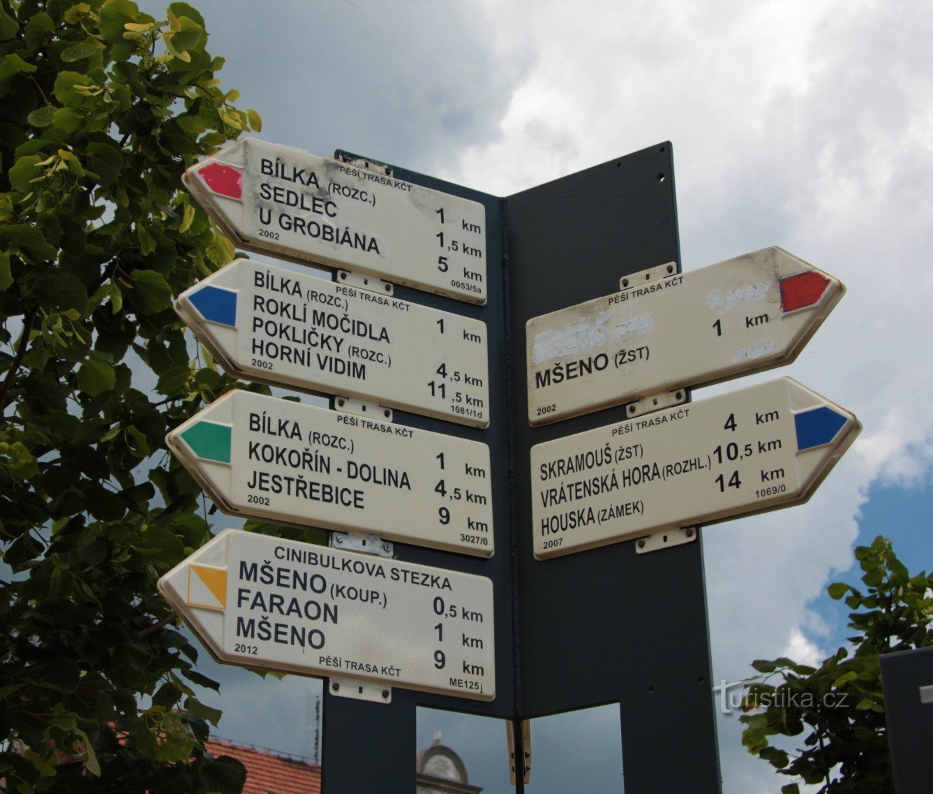 Signpost Mšeno náměstí Miru