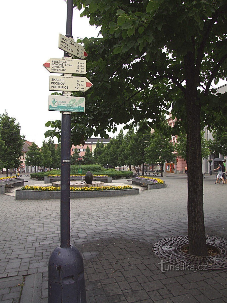 Signpost on Masaryk Square