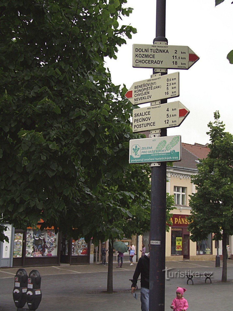 Signpost on Masaryk Square