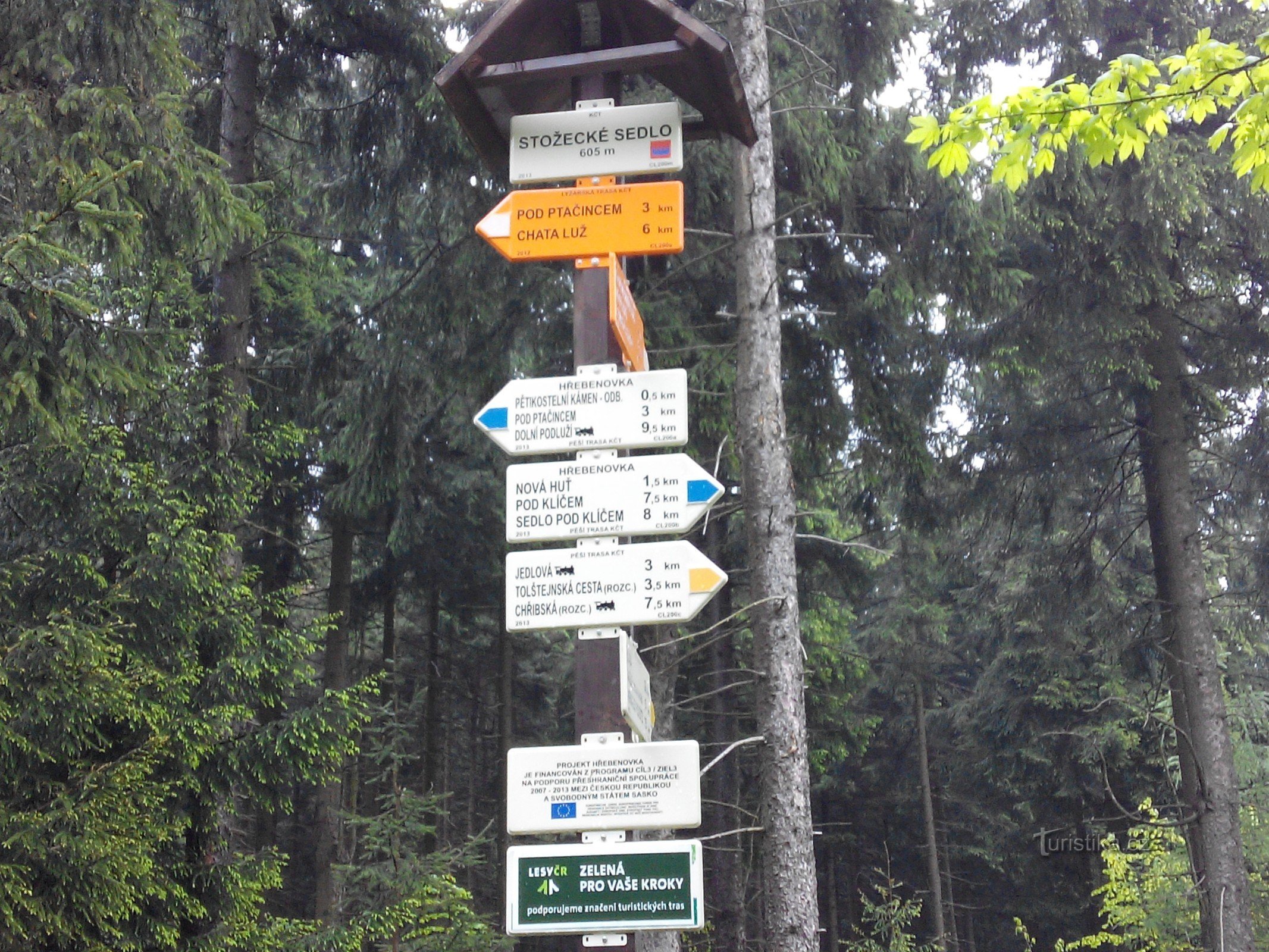 placa de sinalização em Stožecké sedlo