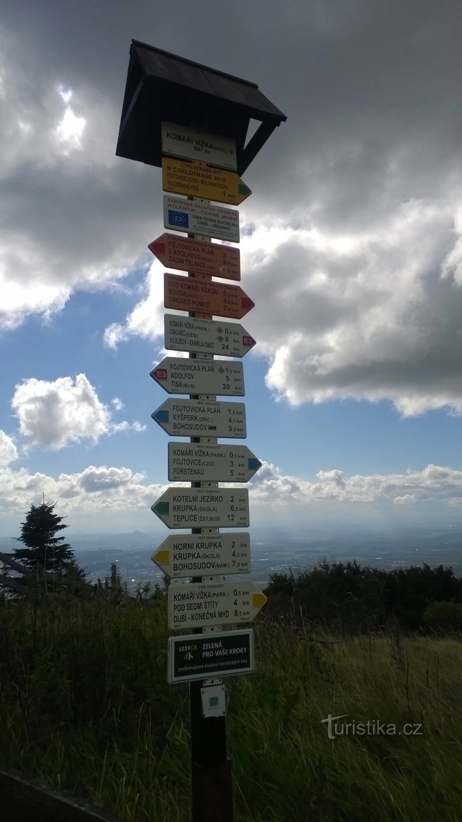 Signpost at the top.