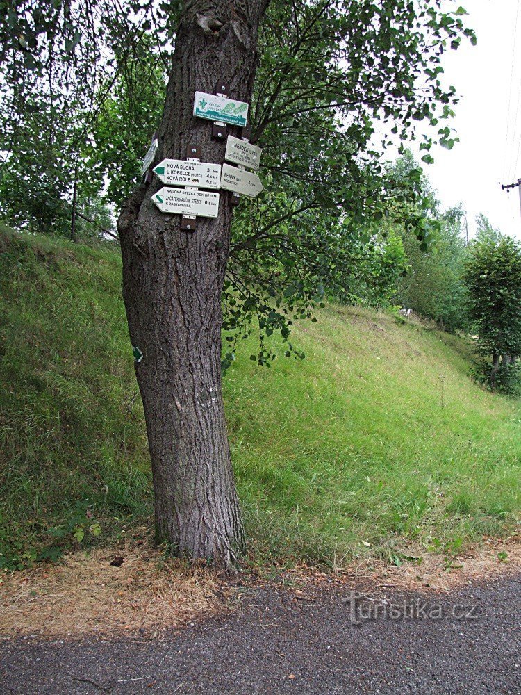 Signpost Nejdek - At the railway station