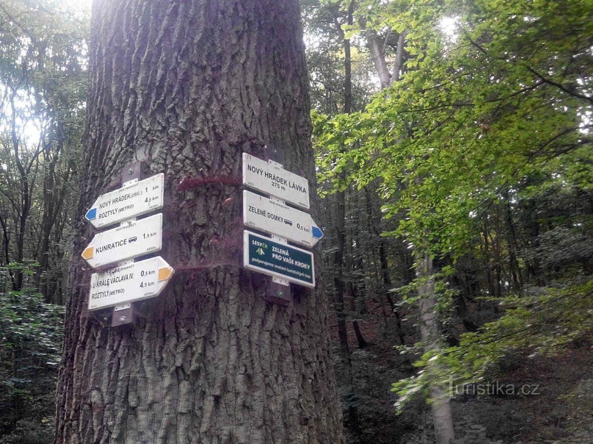 Signpost Nový Hrádek - footbridge