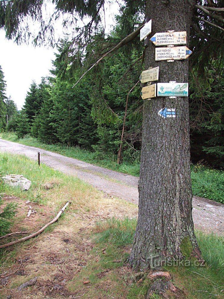 Wegwijzer onder Tisovským vrchem I