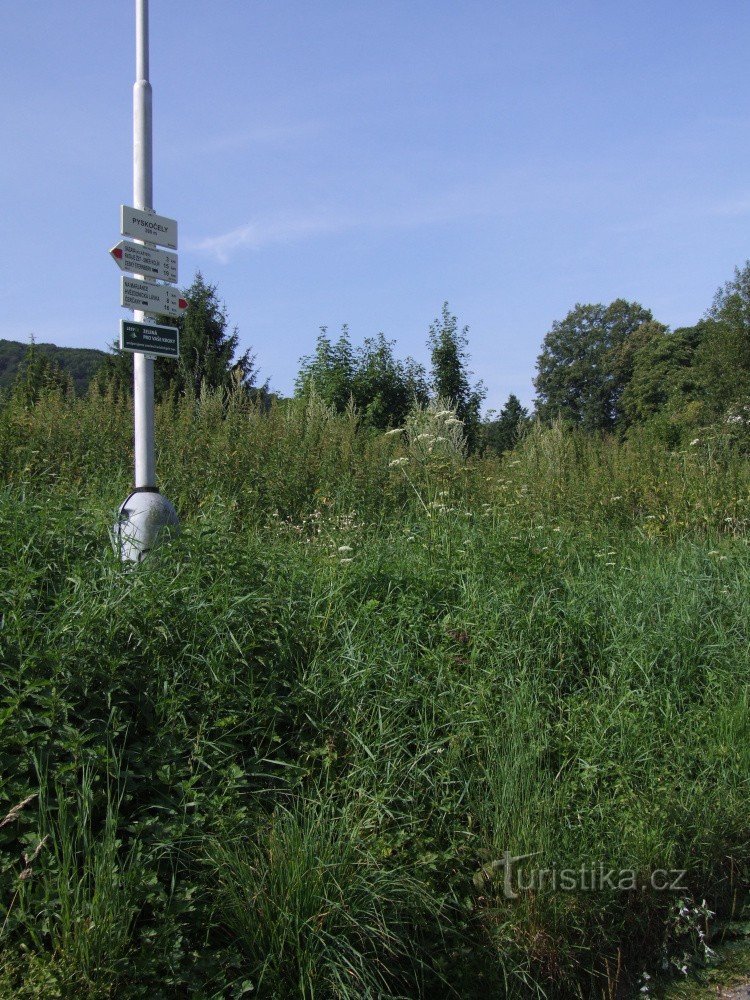 Pyskočela signpost