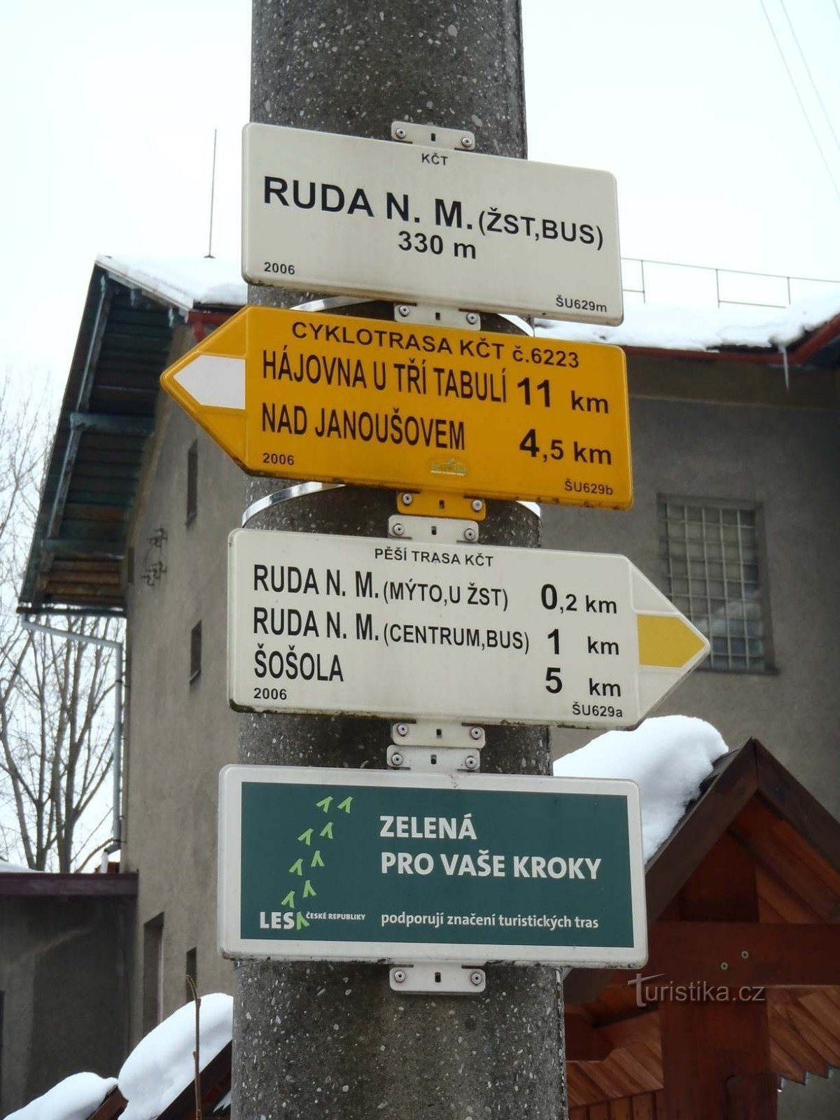 Poste indicador del ferrocarril de Ruda nad Moravou - 18.2.2012 de febrero de XNUMX