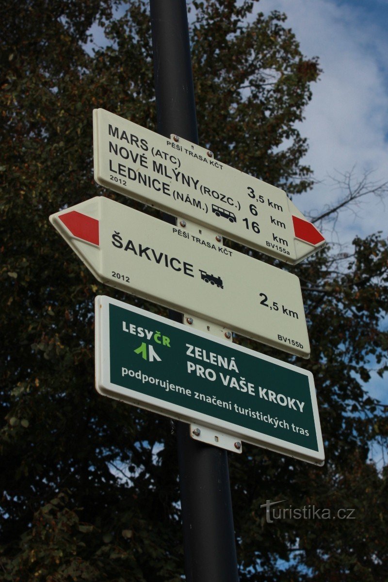 Šakvice wegwijzer