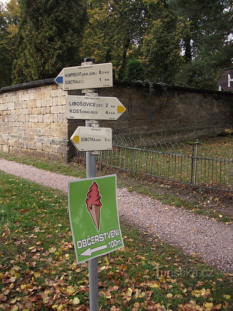 Signpost Sobotka - cemetery