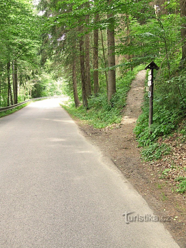 Signpost Spálov - road
