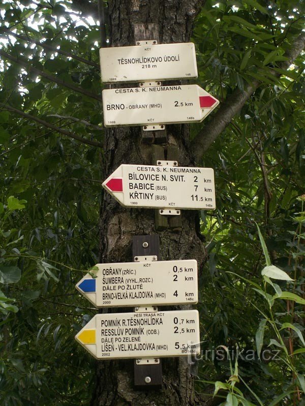 Tésnohlídkovo údolí signpost