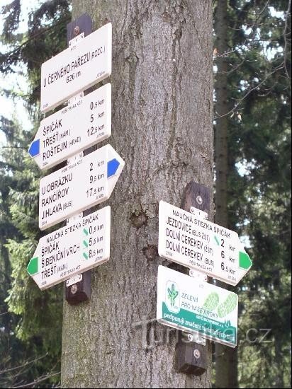 Placa de sinalização no toco preto