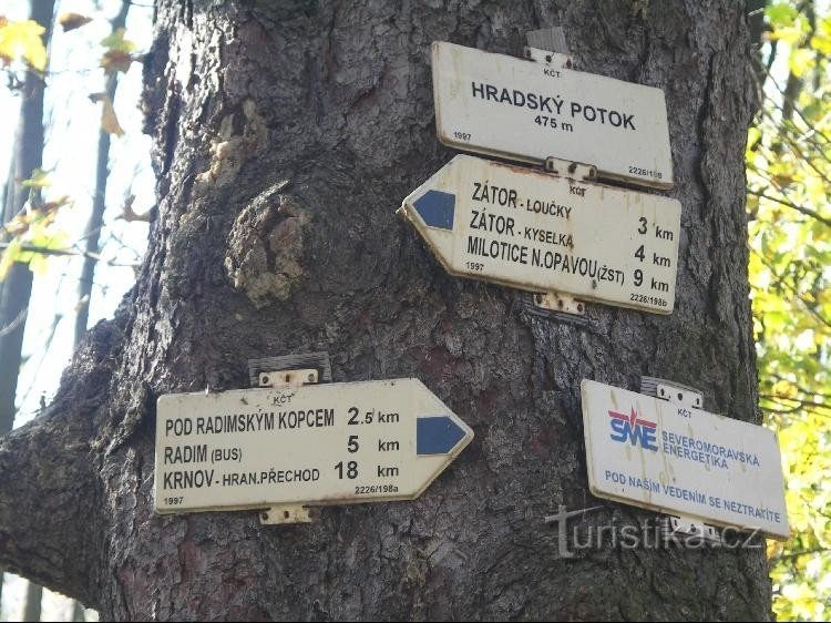 Placa de sinalização em Hradské potok