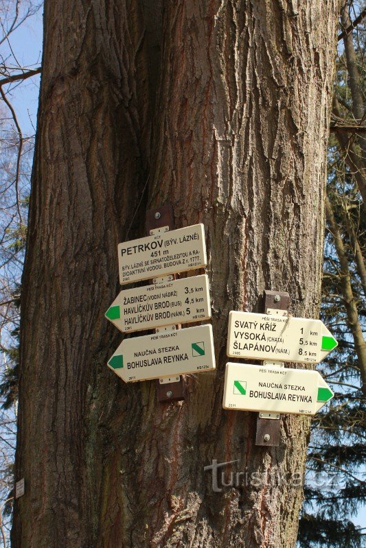 Poste indicador en el balneario de Petrkov