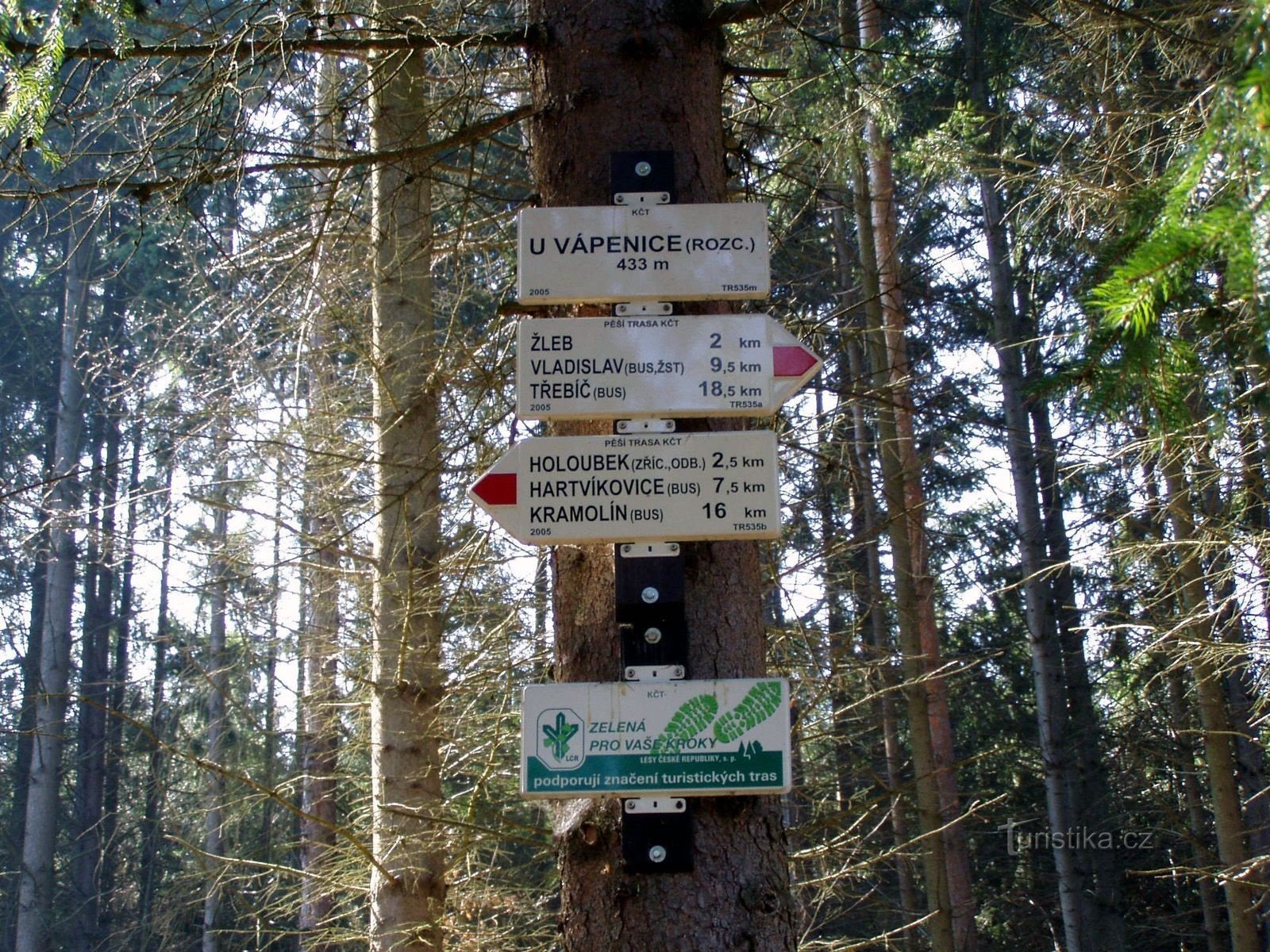 Signpost near Vápenice