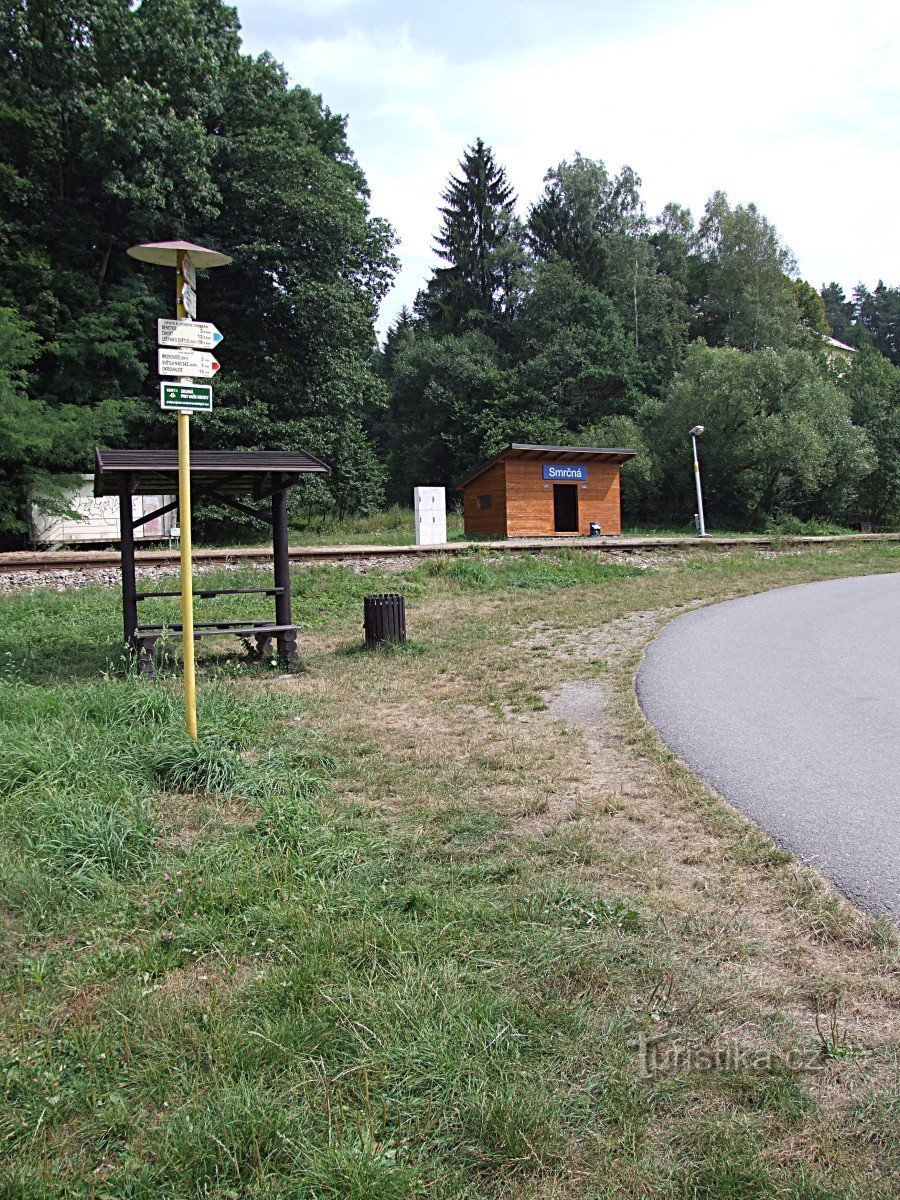 Signpost at the Smrčná stop