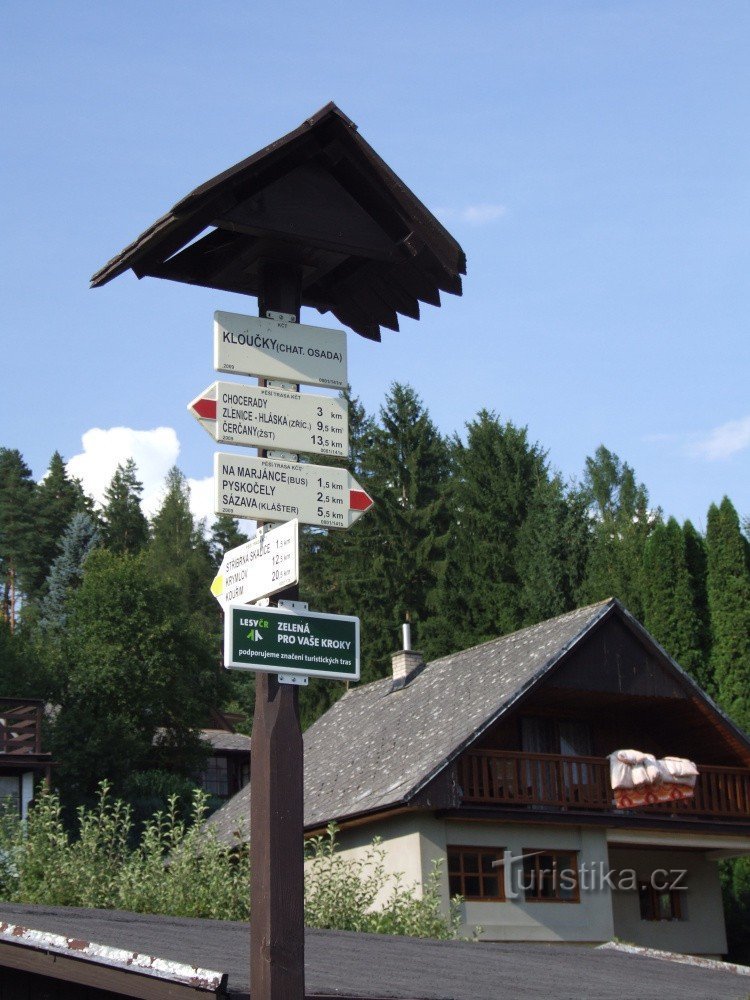Placa de sinalização em Kloučky