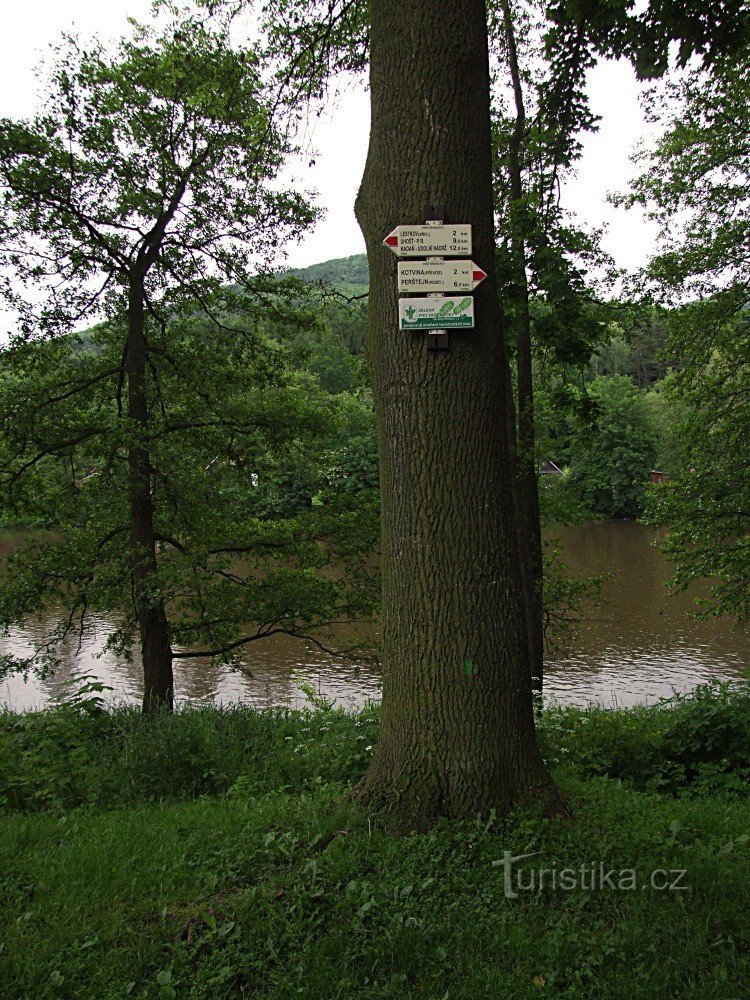 Placa de sinalização em Lázně Evženie