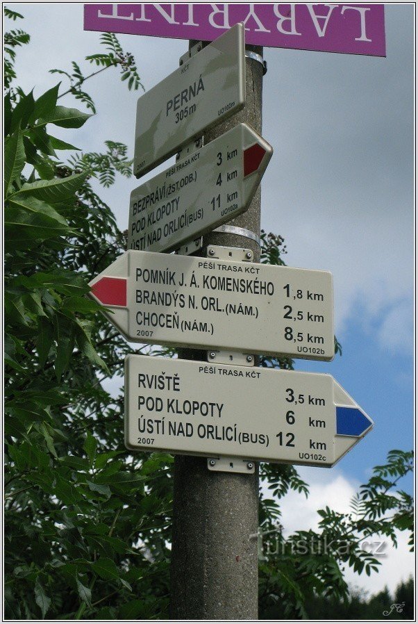 Signpost in Perná