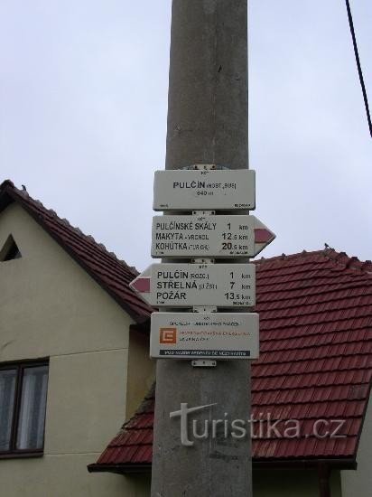 Wegwijzer in Pulčín