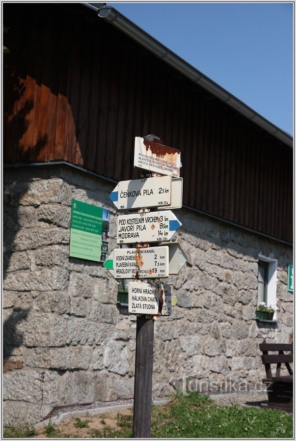 Placa de sinalização em Srní