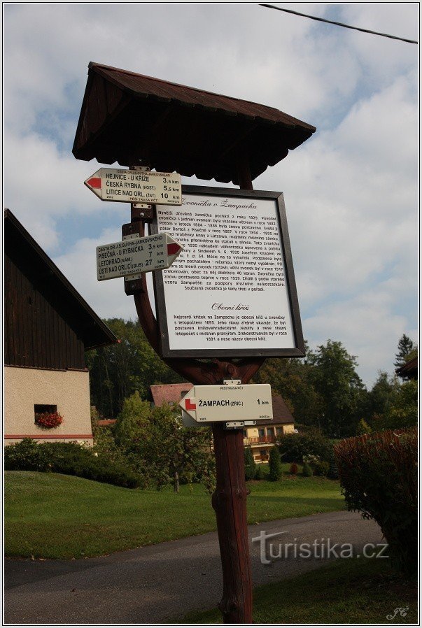 Placa de sinalização em Žampach