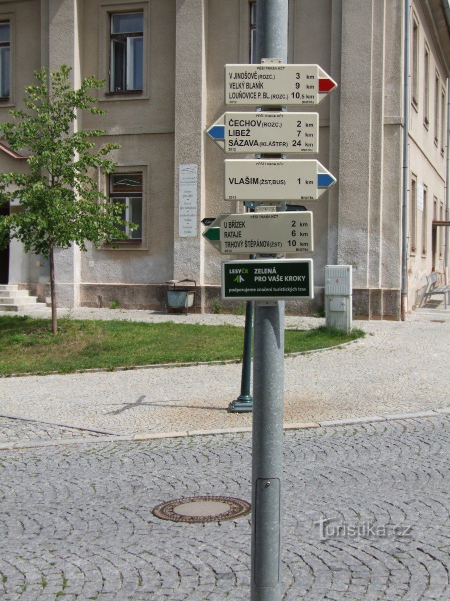 Signpost Vlašim - square