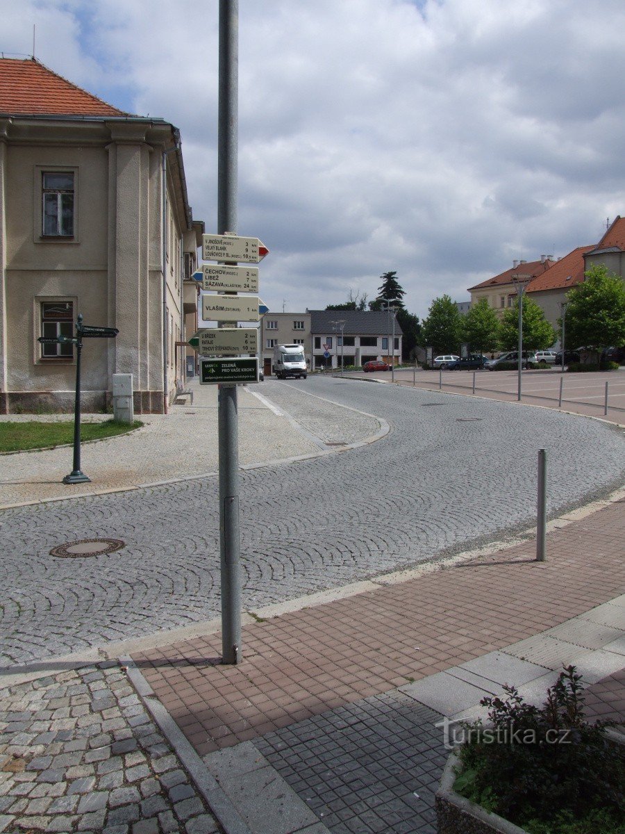 Placa de sinalização Vlašim - praça