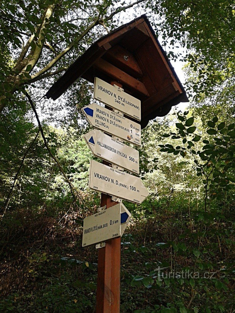 Signpost Vranov nad Dyjí - forest park