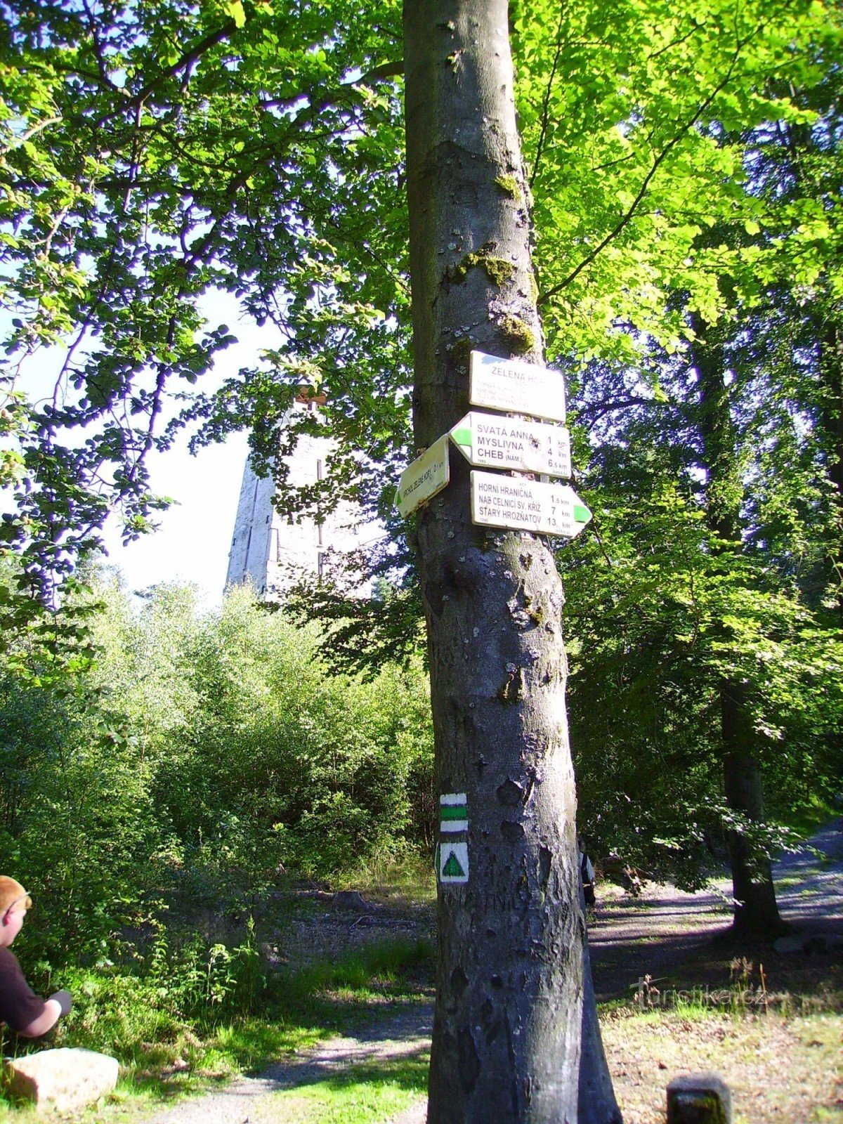 Placa de sinalização da montanha verde